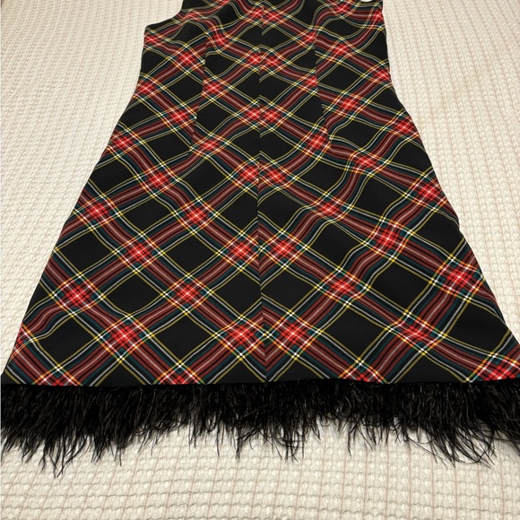 Plaid Sleeveless Dress with Feather Hem - Picture 7 of 10